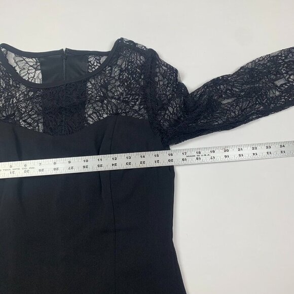 Laundry by Shelli Segal Womens Lace Little Black Dress Size 8 Long Sleeve Zip - Picture 4 of 8